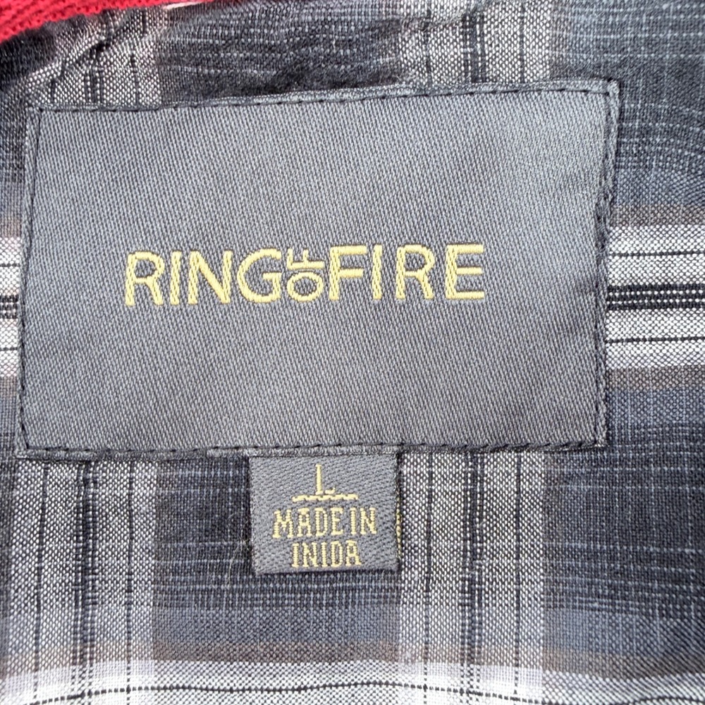 Ring of Fire Shirt Mens Large Black Plaid New Embroidered Wings Snap Button L - Picture 5 of 11